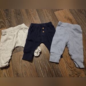 3 Month Carter's Sweatpants Baby Pant Bottoms Gray Navy And Striped Set Lot